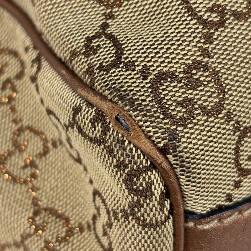 Gucci GG Pattern Ski Tote Canvas Metallic Brown
