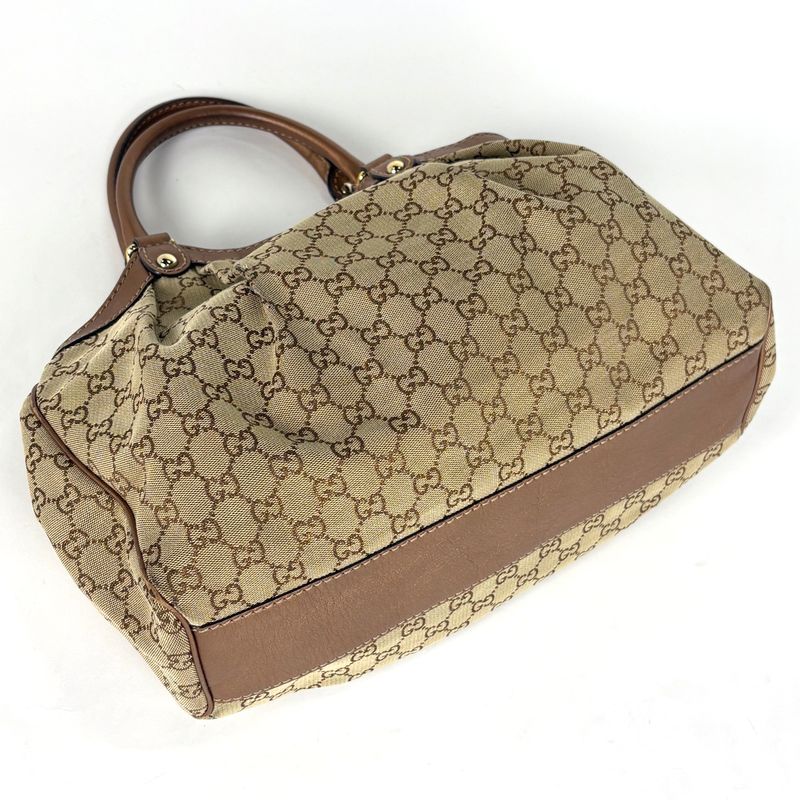 Gucci GG Pattern Ski Tote Canvas Metallic Brown