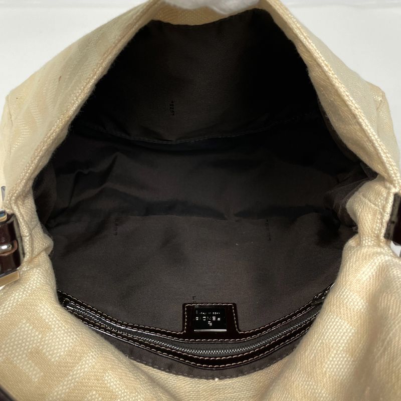 Fendi Zucca Pattern Shoulder Bag Mamma Bucket Canvas Beige