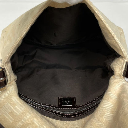 Fendi Zucca Pattern Shoulder Bag Mamma Bucket Canvas Beige