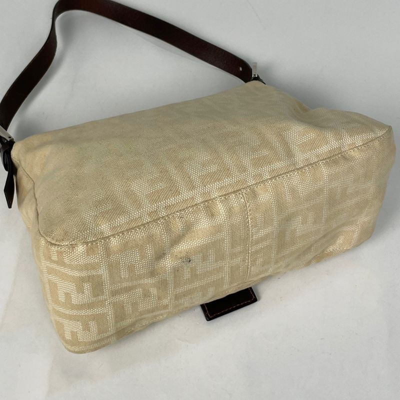 Fendi Zucca Pattern Shoulder Bag Mamma Bucket Canvas Beige