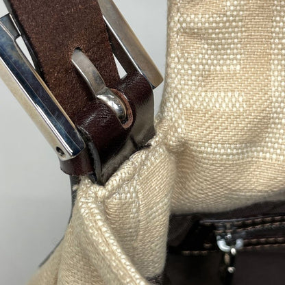 Fendi Zucca Pattern Shoulder Bag Mamma Bucket Canvas Beige