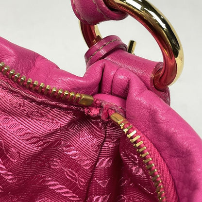 Prada Logo Handbag Gathered Leather Pink
