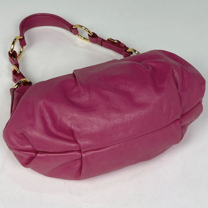 Prada Logo Handbag Gathered Leather Pink