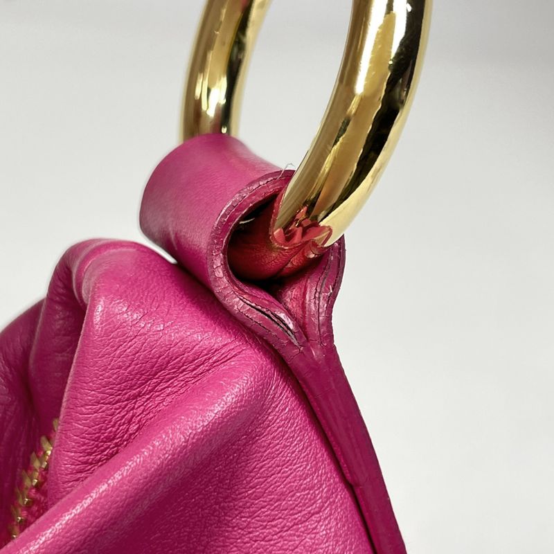 Prada Logo Handbag Gathered Leather Pink