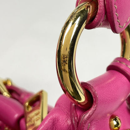 Prada Logo Handbag Gathered Leather Pink