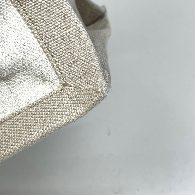 Saint Laurent Yves Logo Tote YSL Canvas White Beige