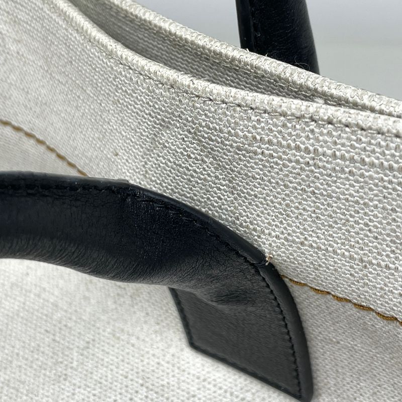 Saint Laurent Yves Logo Tote YSL Canvas White Beige