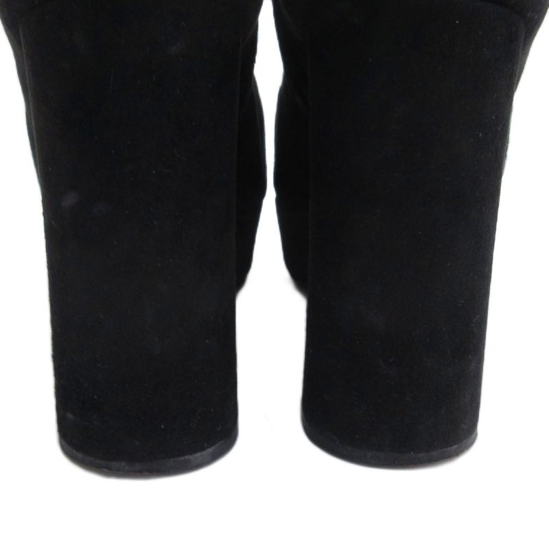 Miu Miu Miu Suede Chunky Heel Boots Black 37.5