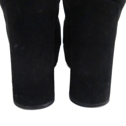 Miu Miu Miu Suede Chunky Heel Boots Black 37.5