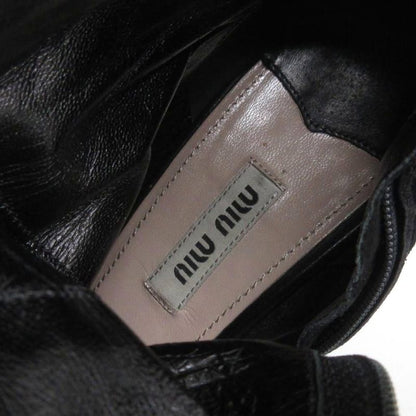 Miu Miu Miu Suede Chunky Heel Boots Black 37.5
