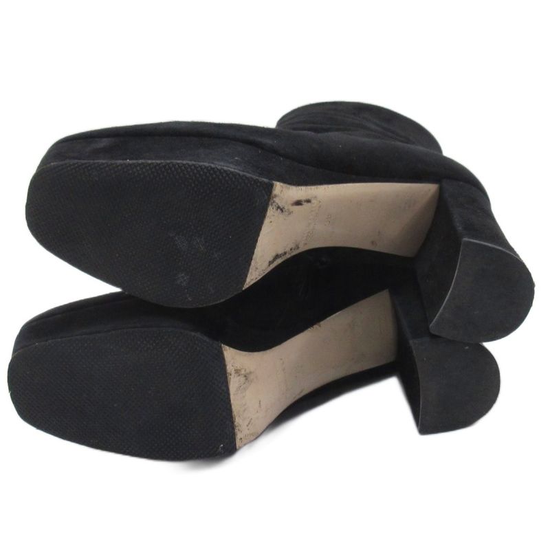 Miu Miu Miu Suede Chunky Heel Boots Black 37.5
