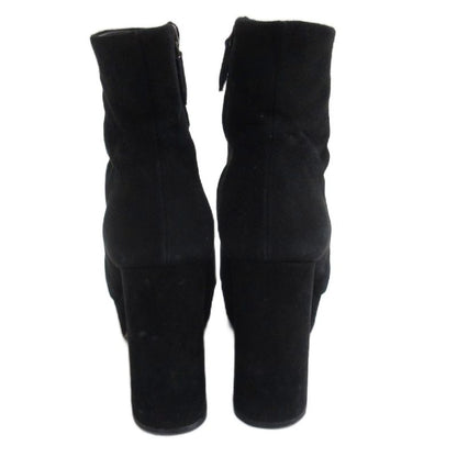 Miu Miu Miu Suede Chunky Heel Boots Black 37.5