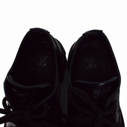 Louis Vuitton Checkered Loafers Lace Up Shoes Leather 6.5 Black