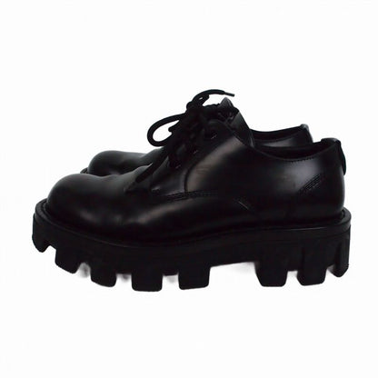 Louis Vuitton Checkered Loafers Lace Up Shoes Leather 6.5 Black