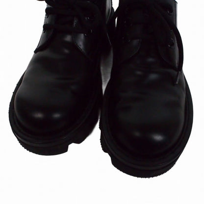 Louis Vuitton Checkered Loafers Lace Up Shoes Leather 6.5 Black