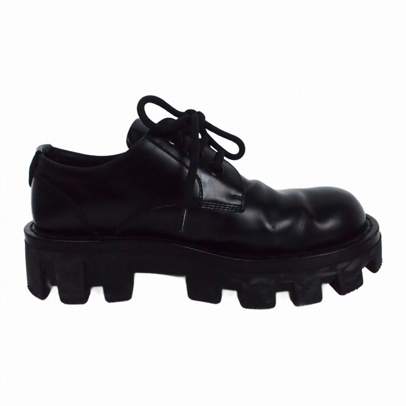Louis Vuitton Checkered Loafers Lace Up Shoes Leather 6.5 Black