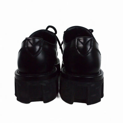Louis Vuitton Checkered Loafers Lace Up Shoes Leather 6.5 Black