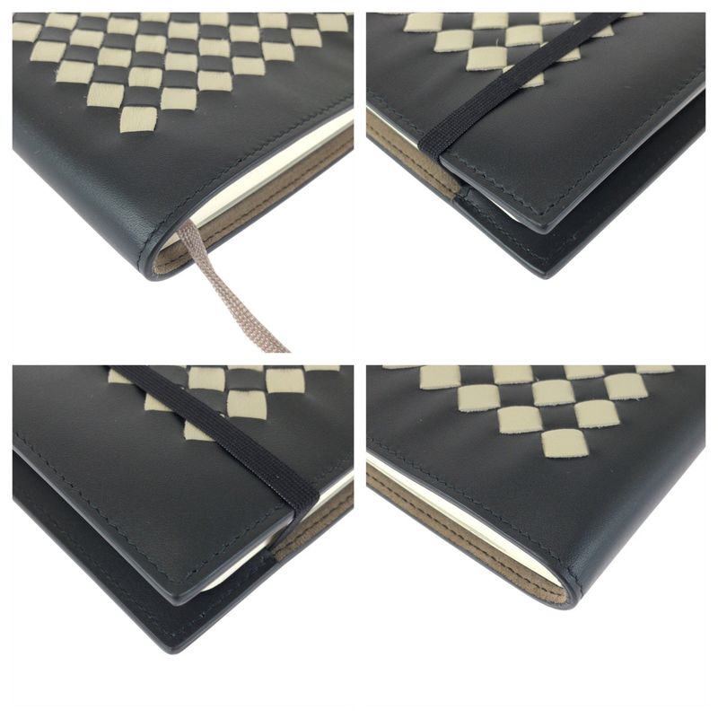 Bottega Veneta Intrecha Top Black White Leather No Top Book Cover Notebook