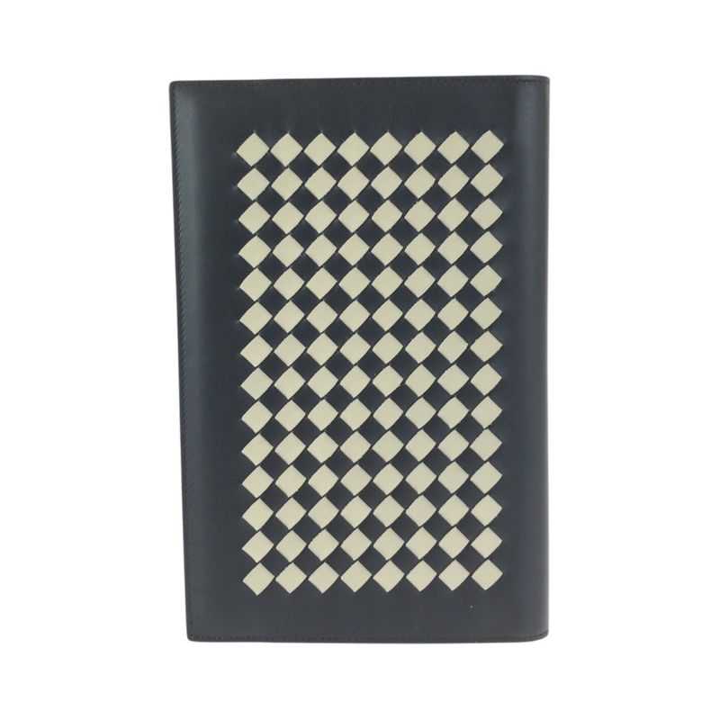 Bottega Veneta Intrecha Top Black White Leather No Top Book Cover Notebook