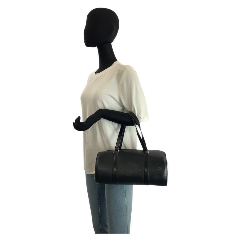 Louis Vuitton Epi Souflo Black Gold Leather Handbag