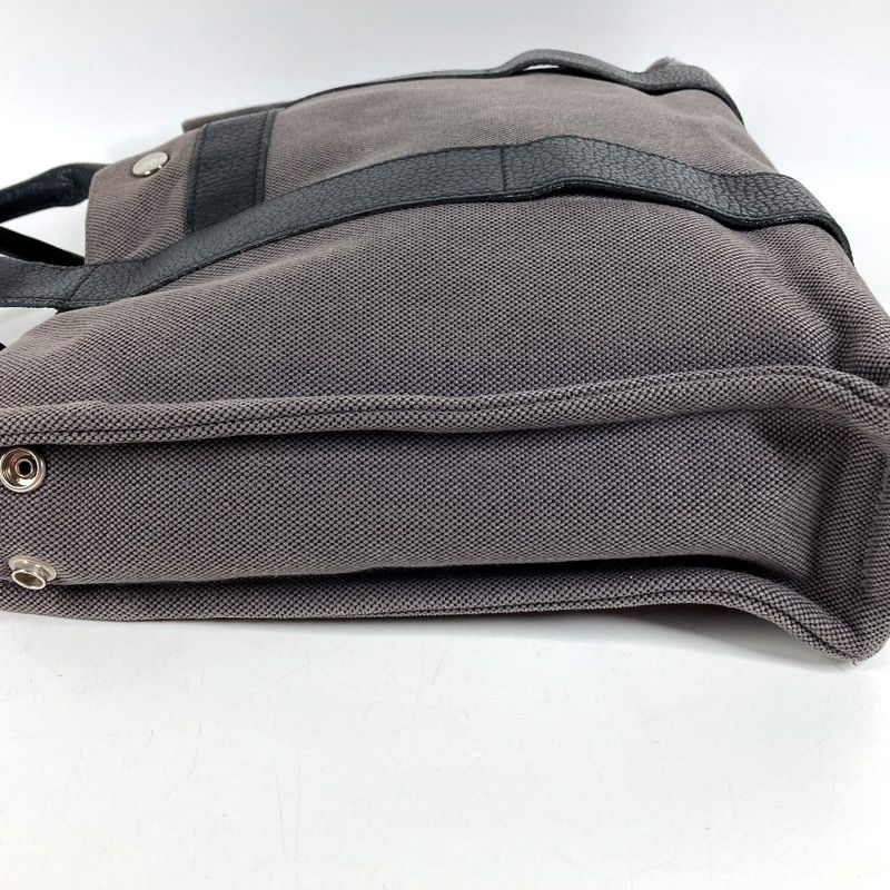 Hermes Handbag Sac Ane MM Leather Canvas Gray