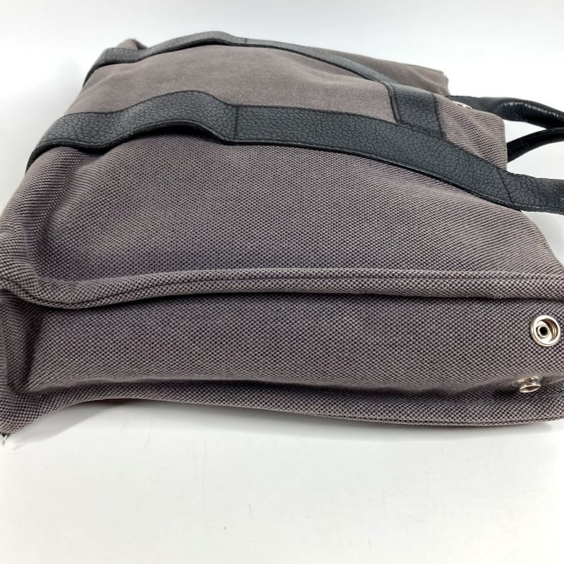Hermes Handbag Sac Ane MM Leather Canvas Gray