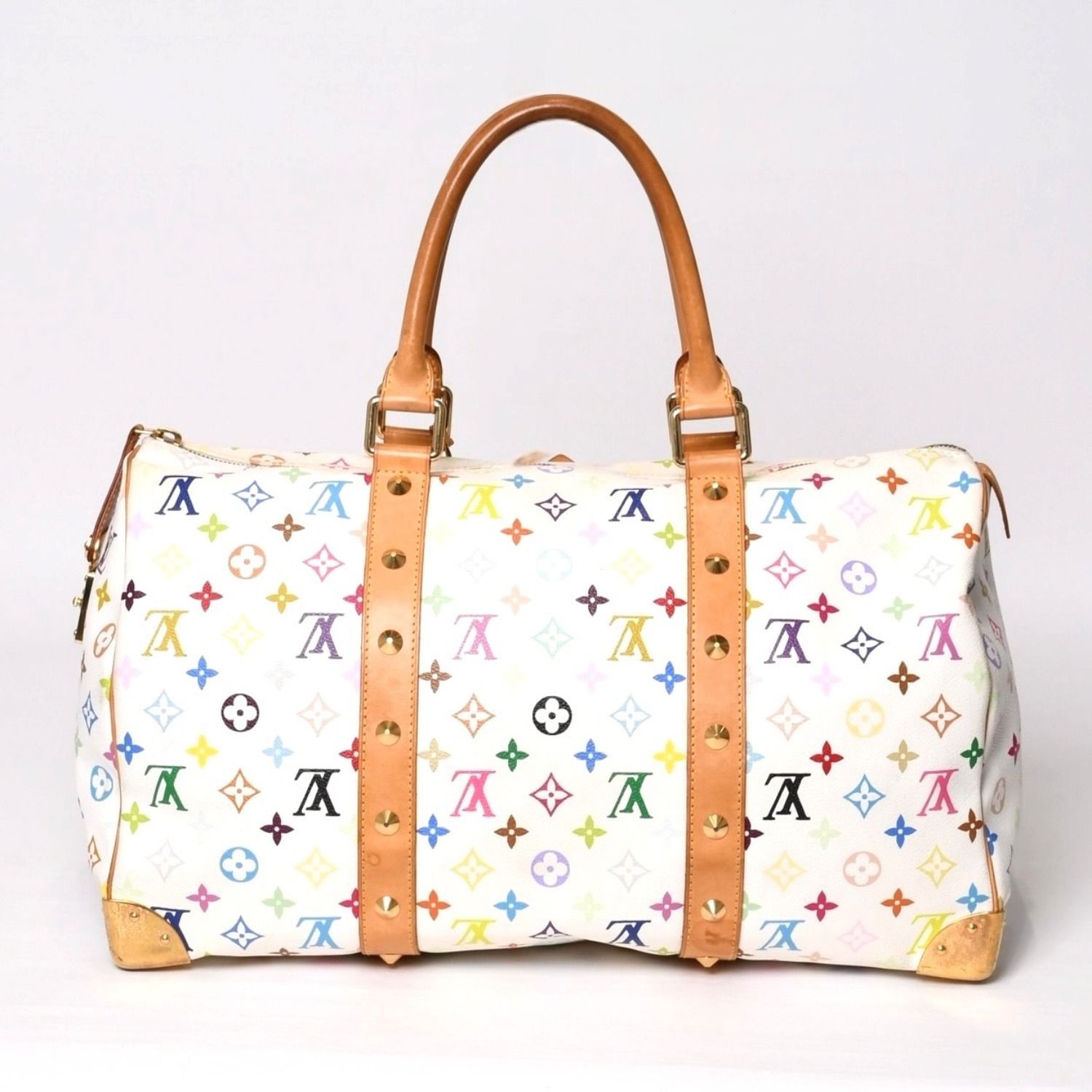 Louis Vuitton Keepall 45 Boston Bag Monogram Multicolor White Takashi Murakami — view 2