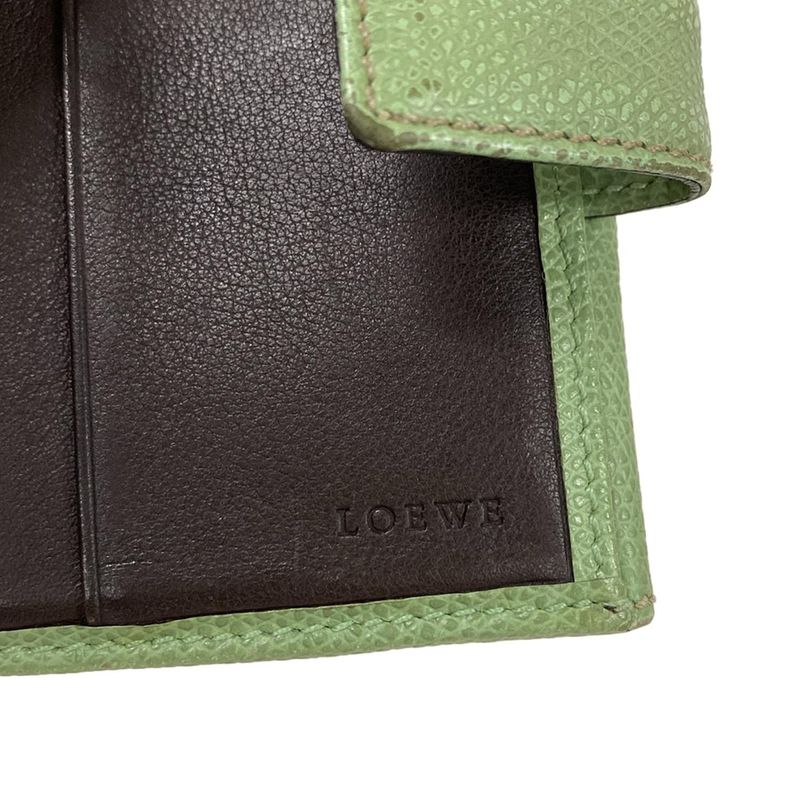 Loewe Bifold Wallet Green Anagram Leather