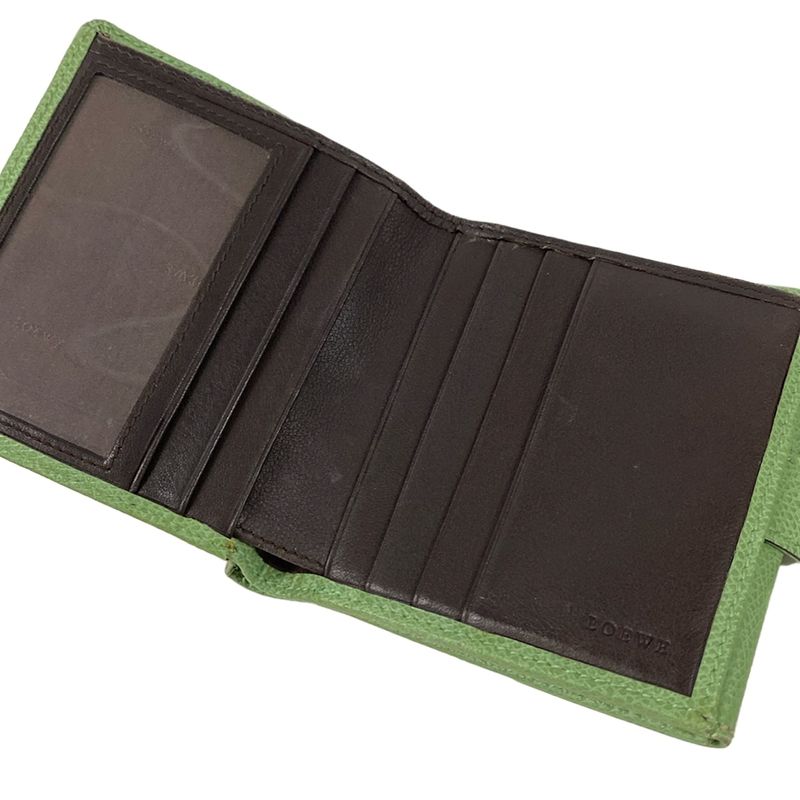 Loewe Bifold Wallet Green Anagram Leather