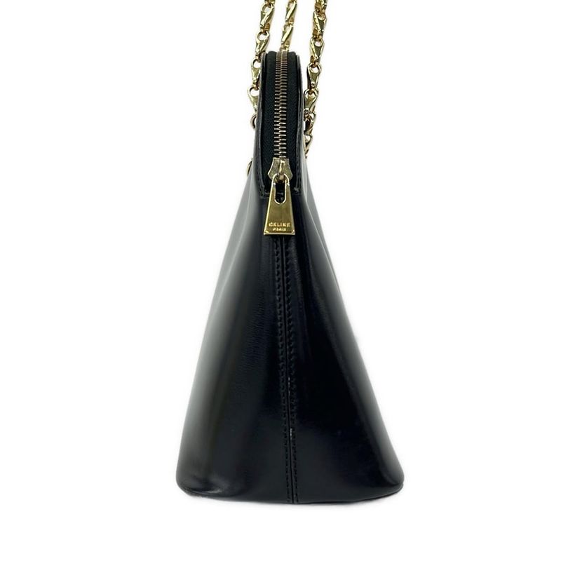 Celine Shoulder Bag Black Gold Chain Leather