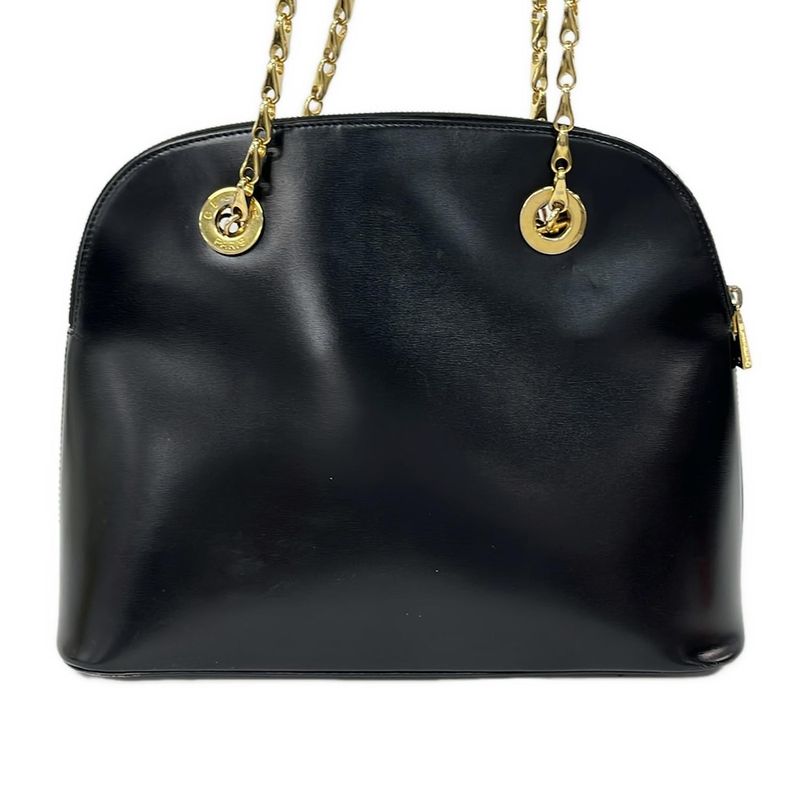 Celine Shoulder Bag Black Gold Chain Leather