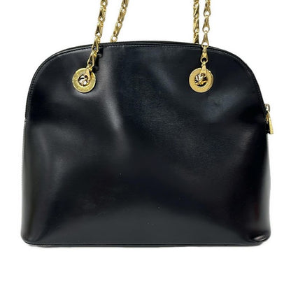 Celine Shoulder Bag Black Gold Chain Leather