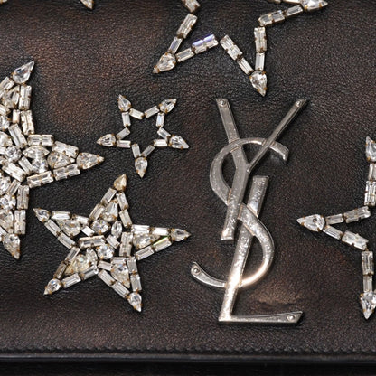 Saint Laurent Shoulder Bag YSL Logo Star Studs Leather Gold Black — view 6