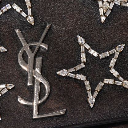 Saint Laurent Shoulder Bag YSL Logo Star Studs Leather Gold Black — view 7