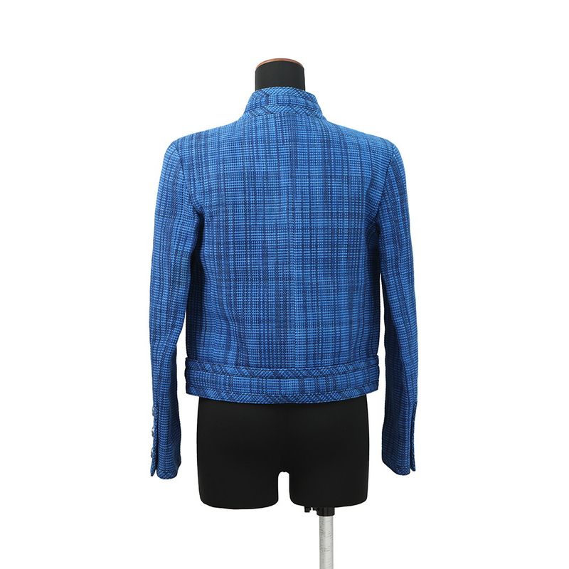 Chanel Jacket CC Logo Plaid Tweed 36 Resort Collection