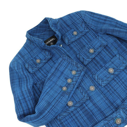 Chanel Jacket CC Logo Plaid Tweed 36 Resort Collection