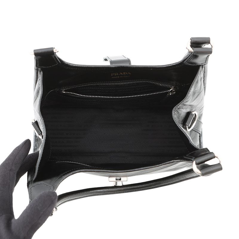 Prada Tote Hobo Leather Black