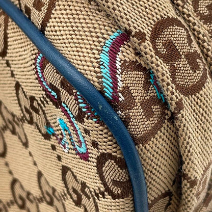 Gucci Shoulder Bag GG Canvas Snake Embroidery Small 2-Way Clutch