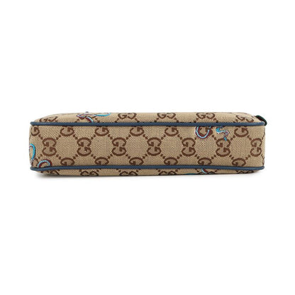 Gucci Shoulder Bag GG Canvas Snake Embroidery Small 2-Way Clutch