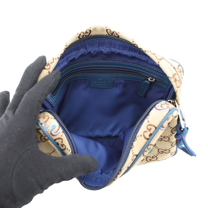 Gucci Shoulder Bag GG Canvas Snake Embroidery Small 2-Way Clutch