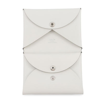 Hermes Coin Case Calvi Duo Spring Horse Blanc Silver Swift White