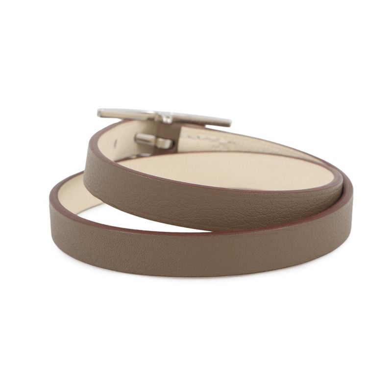 Hermes Bracelet Behapi Double Tour Etoupe Nata Silver Swift T3