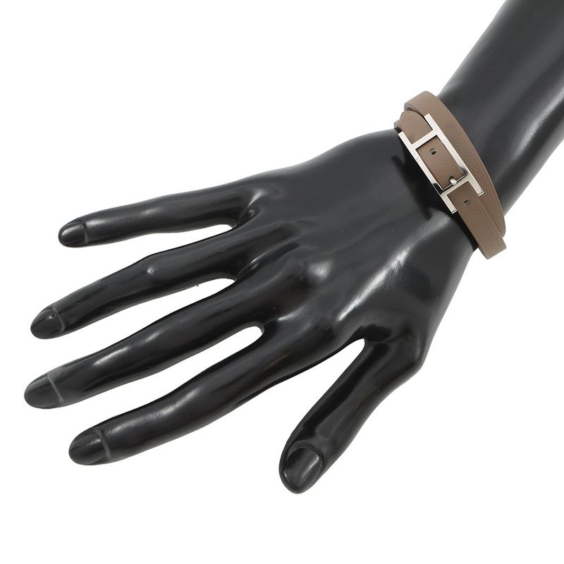 Hermes Bracelet Behapi Double Tour Etoupe Nata Silver Swift T3