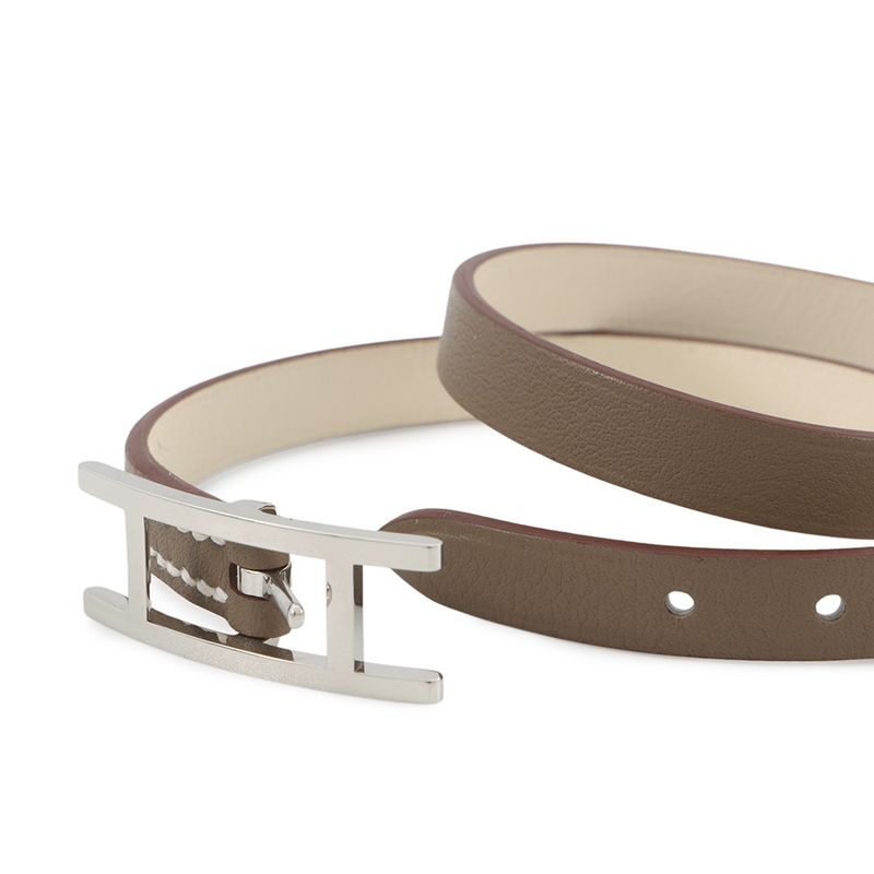 Hermes Bracelet Behapi Double Tour Etoupe Nata Silver Swift T3