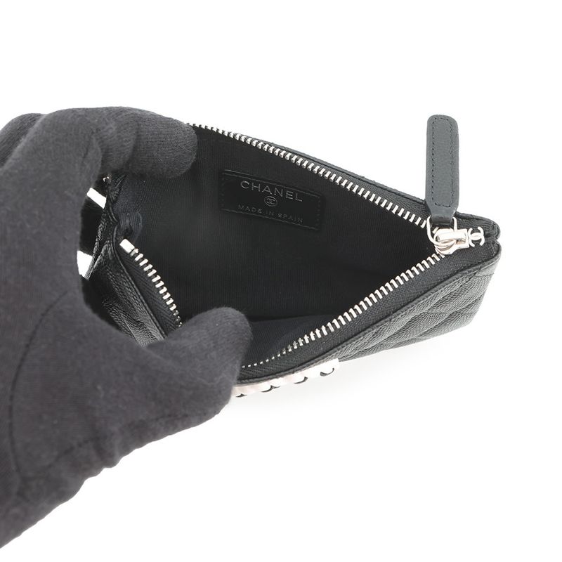 Chanel Pouch Quilted 19 Caviar Leather Case Black