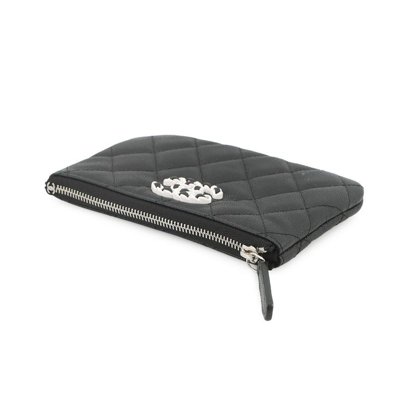 Chanel Pouch Quilted 19 Caviar Leather Case Black