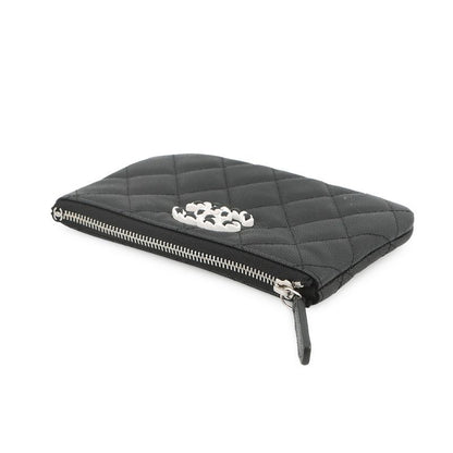 Chanel Pouch Quilted 19 Caviar Leather Case Black