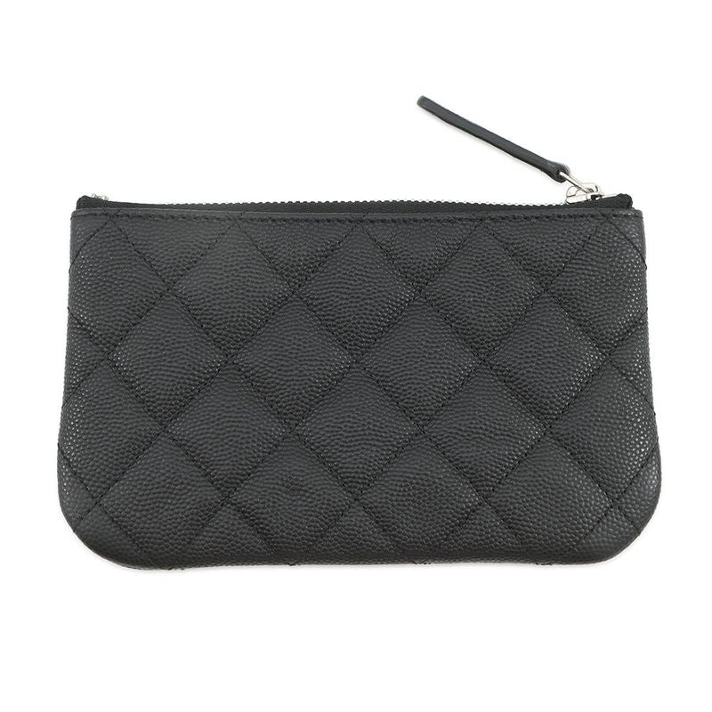 Chanel Pouch Quilted 19 Caviar Leather Case Black