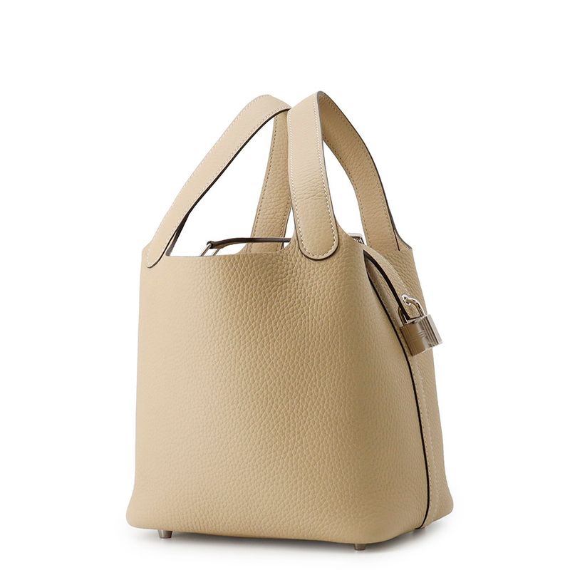 Hermes Handbag Picotin Lock PM Trench Silver Taurillon Clemence